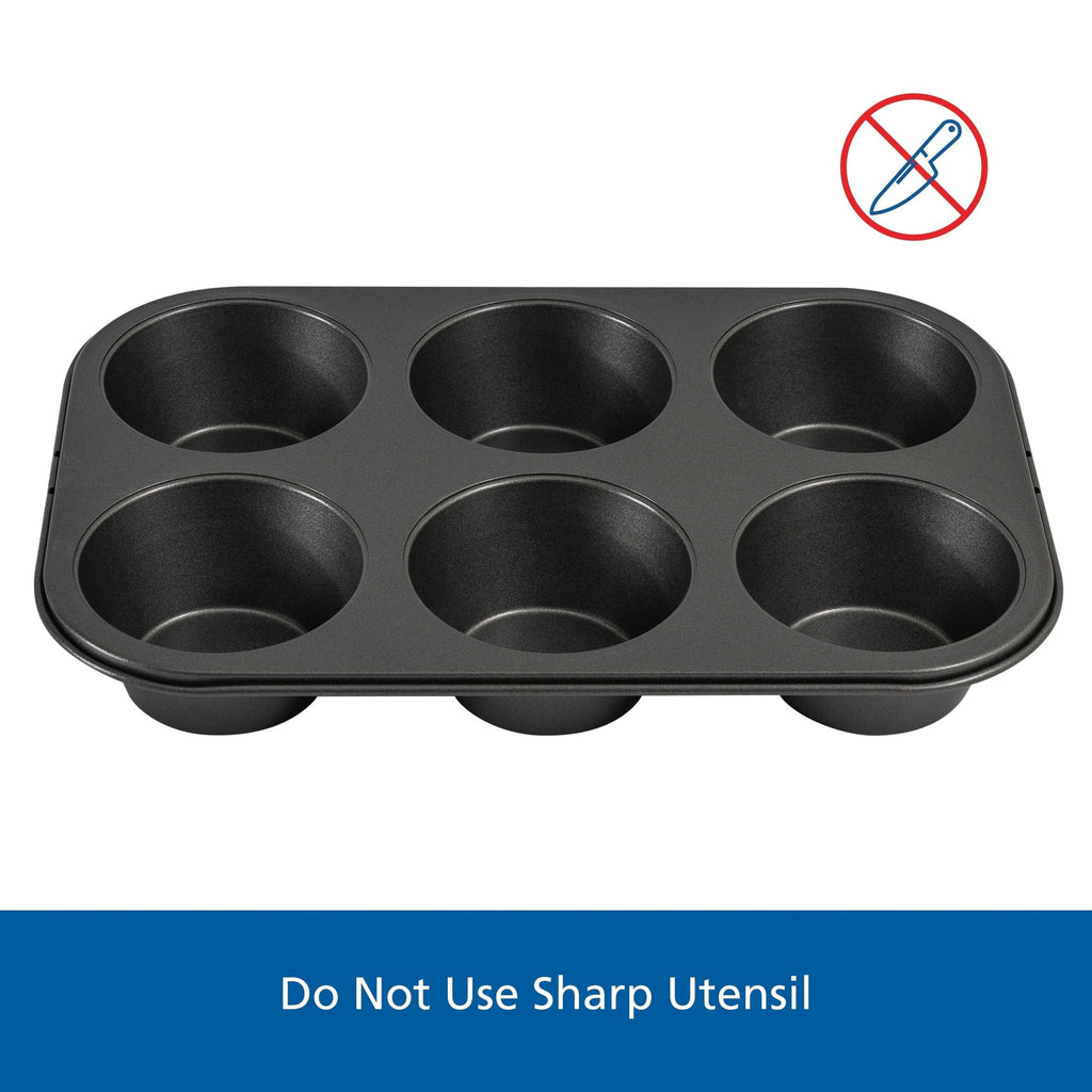 Mainstays 6 Cup Jumbo Muffin Pan, Non-Stick Bakeware,3.4 inch Diameter Cups,Gray,Carbon Steel - Image 6